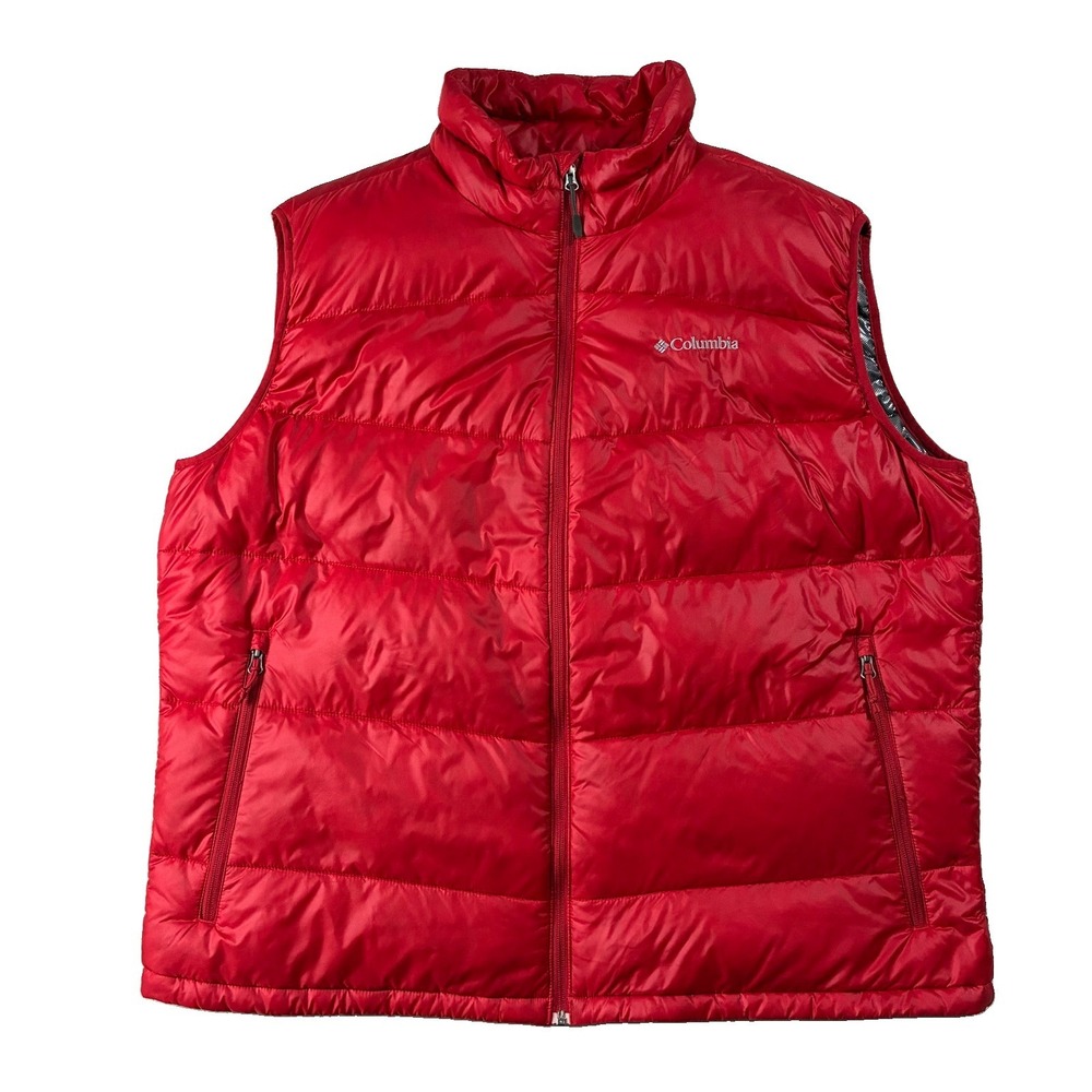 Columbia Turbodown Puffer Vest 650TD Omni-Heat Red Mens XXL Gorpcore Utilitarian